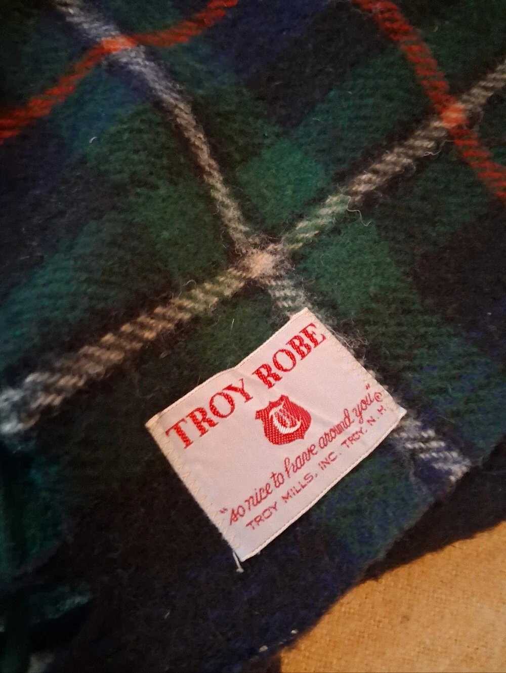 Troy Robe Tartan Plaid Fringe Wool Throw Blanket - Square